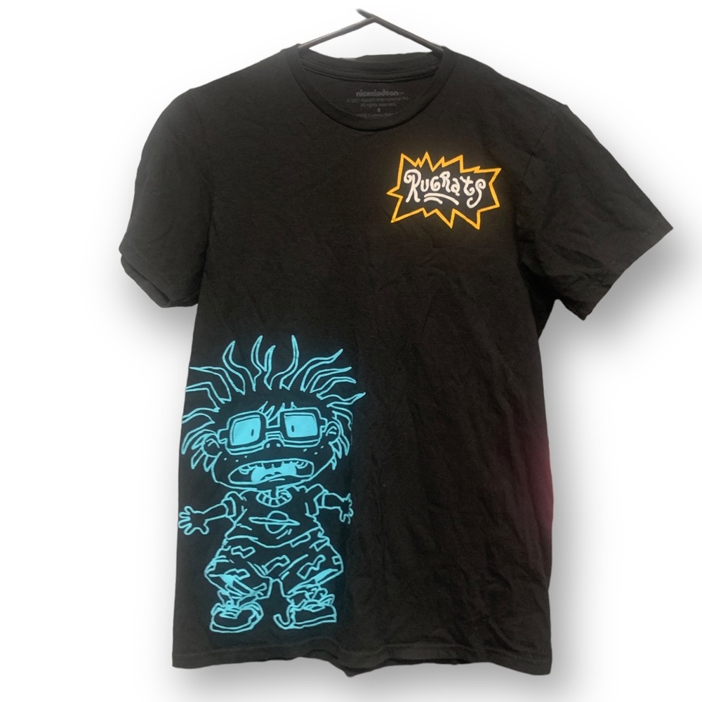 Nickelodeon Rugrats T-Shirt Unisex S Black Reptar 1991 TV Cartoons Chucky
